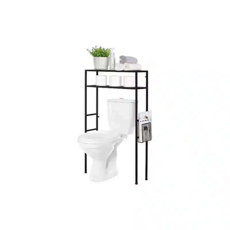 2 - Tier Over Toilet Storage Space Saver Metal Bathroom Shelves Freestanding Above Over Toilet Storage Shelf with 1 Magazine