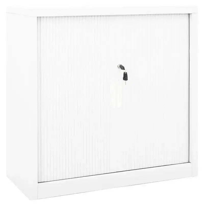 vidaXL Sliding Door Cabinet White Steel Medium Sliding Door Cabinet