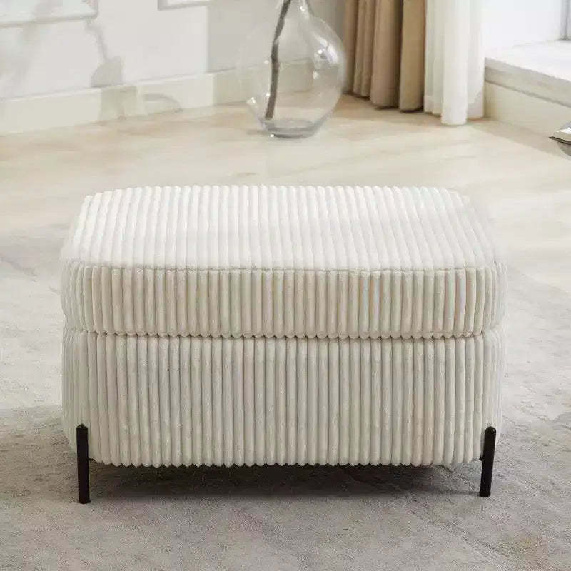 TUYOHW 30.3 Storage Ottoman Bench,Upholstered End of Bed Ottoman Bench with Hidden Storage,Corduroy Ottoman for Living Room,Entryway
