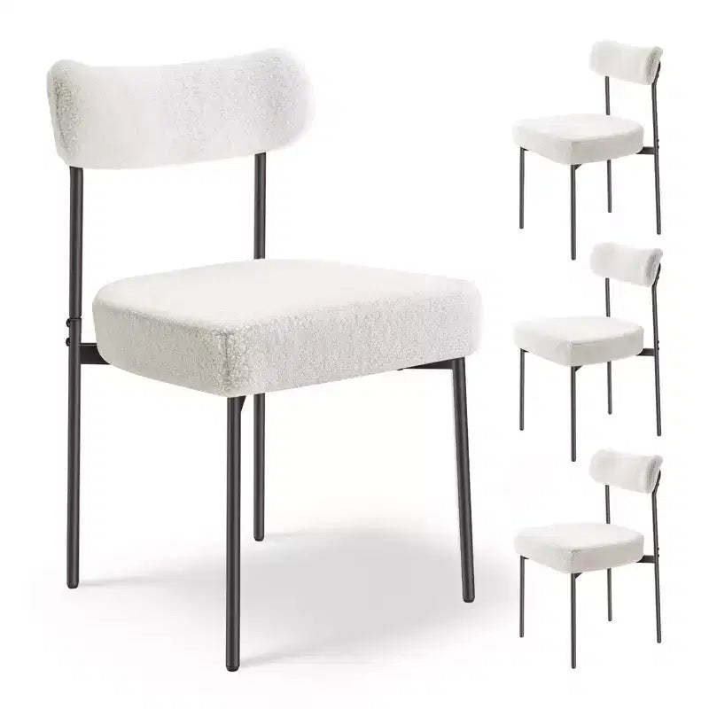 VEVOR Dining Chairs Set of 4, Mid Century Modern Accent Chairs, Upholstered Side Chair,with Curved Backrest and Black Metal Legs