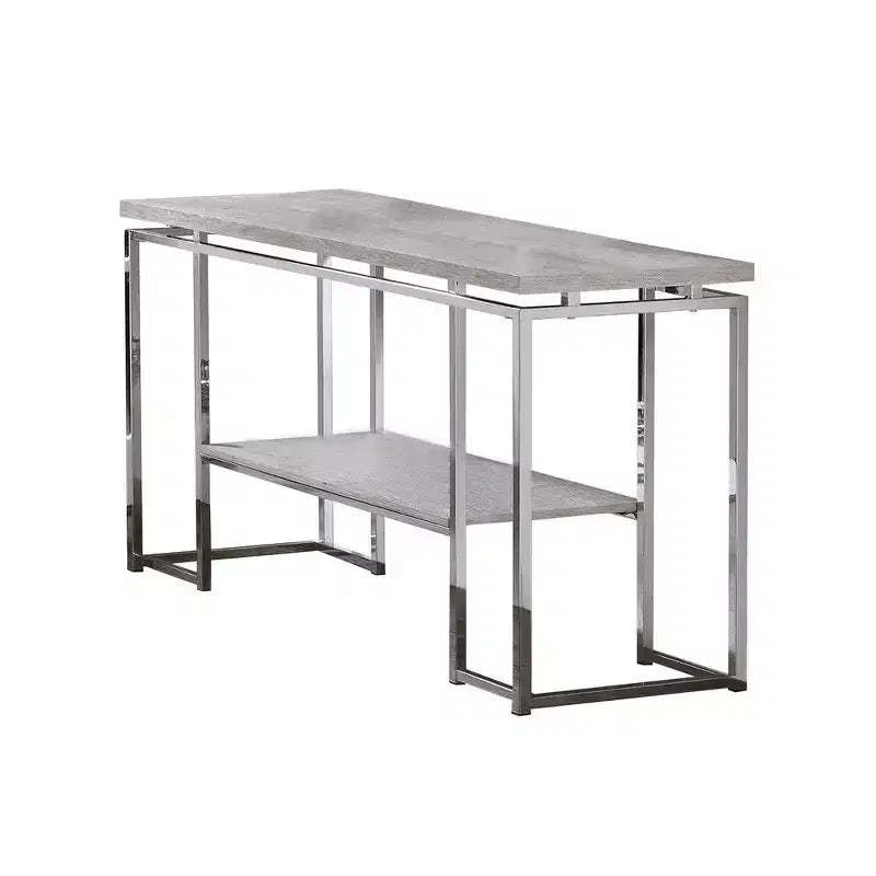 Royal Hampton Sofa Table with Rectangular Tabletop and Open Bottom Shelf,Silver and Brown
