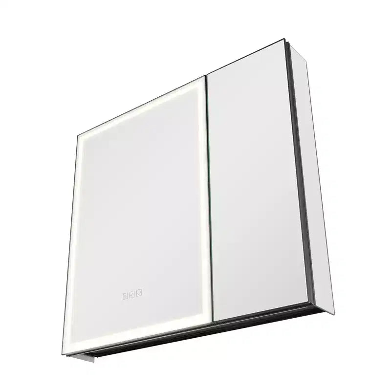 VEVOR Lighted Medicine Cabinet with Mirror, 30 x 28 in Recessed or Wall Mount, 3 Color Dimmable LED Bathroom Medicine Cabinet , White