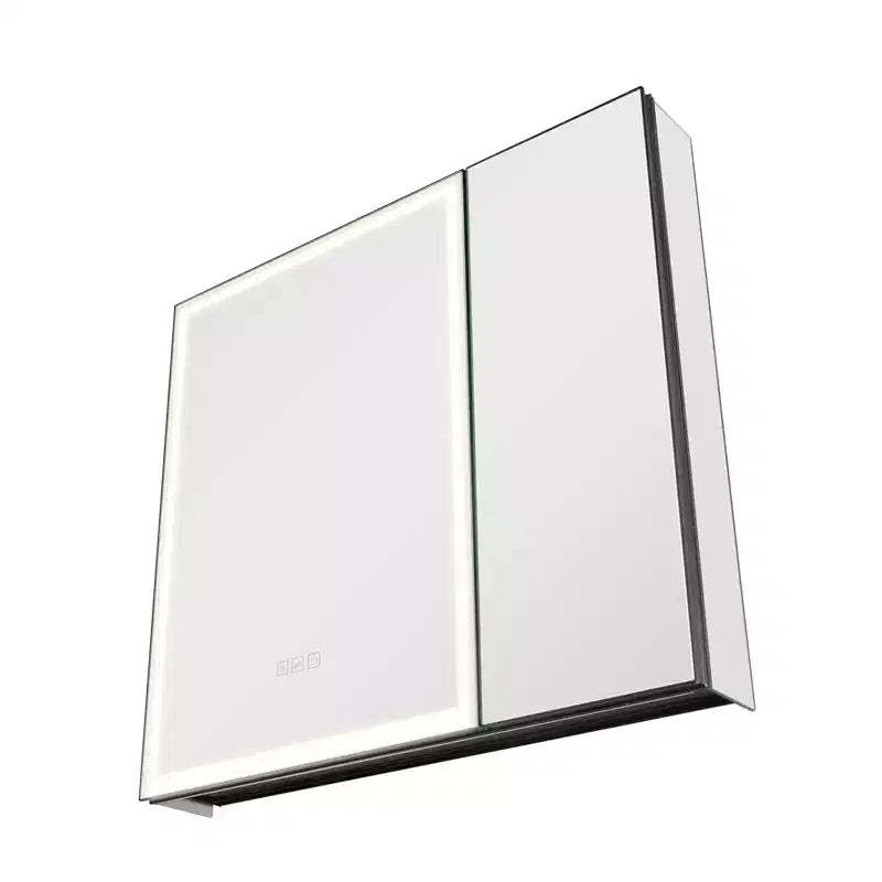 VEVOR Lighted Medicine Cabinet with Mirror, 30 x 28 in Recessed or Wall Mount, 3 Color Dimmable LED Bathroom Medicine Cabinet , White
