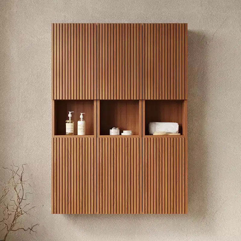GDFStudio Houck 41 Modern Woodgrain Bathroom Wall Mounted Cabinet