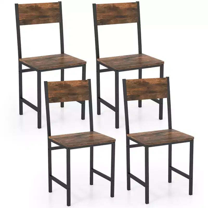 Costway Set of 4 Dining Chairs w/Metal Legs Slanted Back Wide Seat for Living Room