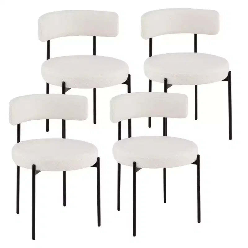 Costway Round Dining Chairs Set of 4 w/ Curved Backrest Filled Sponge Metal Legs