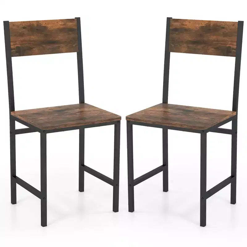 Costway Set of 2 Dining Chairs w/Metal Legs Slanted Back Wide Seat for Living Room