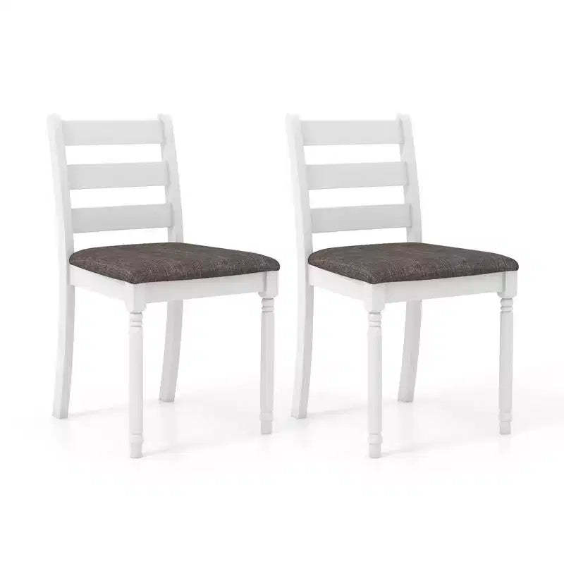 Costway Wooden Dining Chair Set of 2 w/ Acacia Wood Legs Padded Cushion Ladder Back