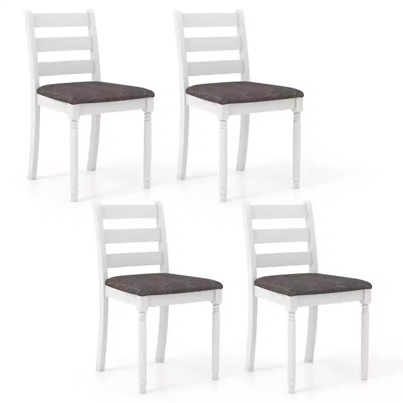 Costway Wooden Dining Chair Set of 4 w/ Acacia Wood Legs Padded Cushion Ladder Back