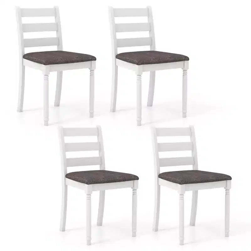 Costway Wooden Dining Chair Set of 4 w/ Acacia Wood Legs Padded Cushion Ladder Back