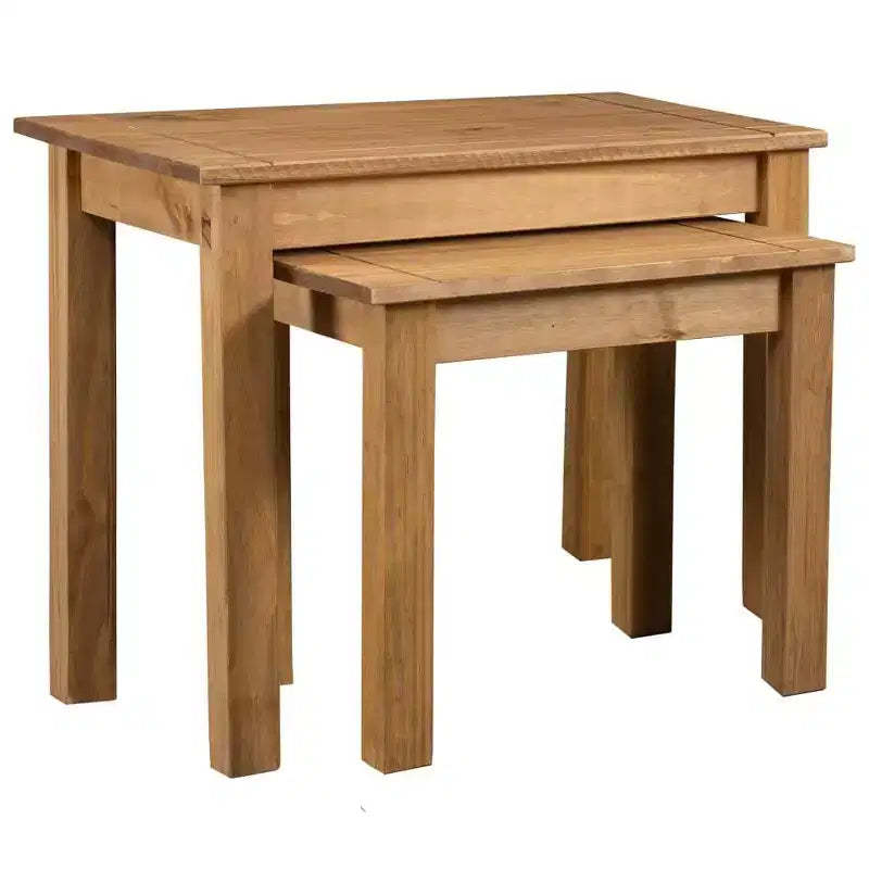 vidaXL Nesting Table Set of 2 Natural Solid pine wood