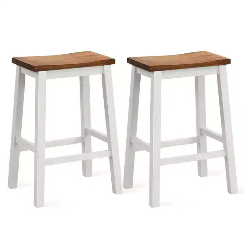 Costway 24.5 Inch Set of 2 Saddle Stools Industrial Counter Height Stools w/ Footrests