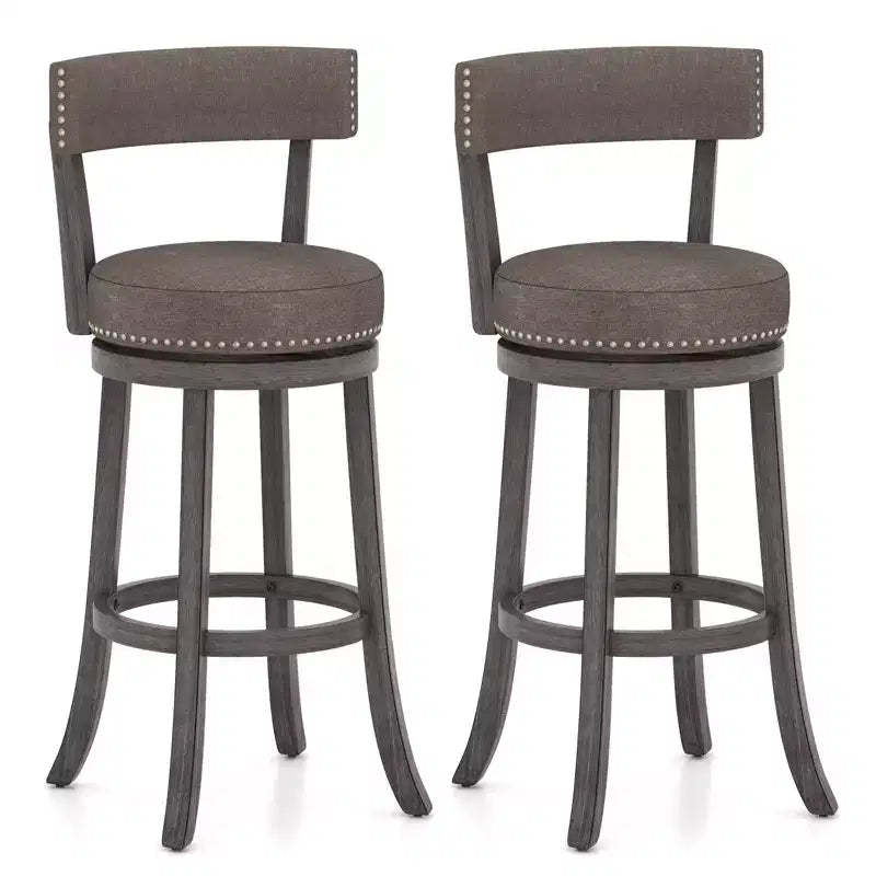 Costway 31 Bar Height Chairs Set of 2 w/ 360 Swivel Seat Back & Cushioned Seat