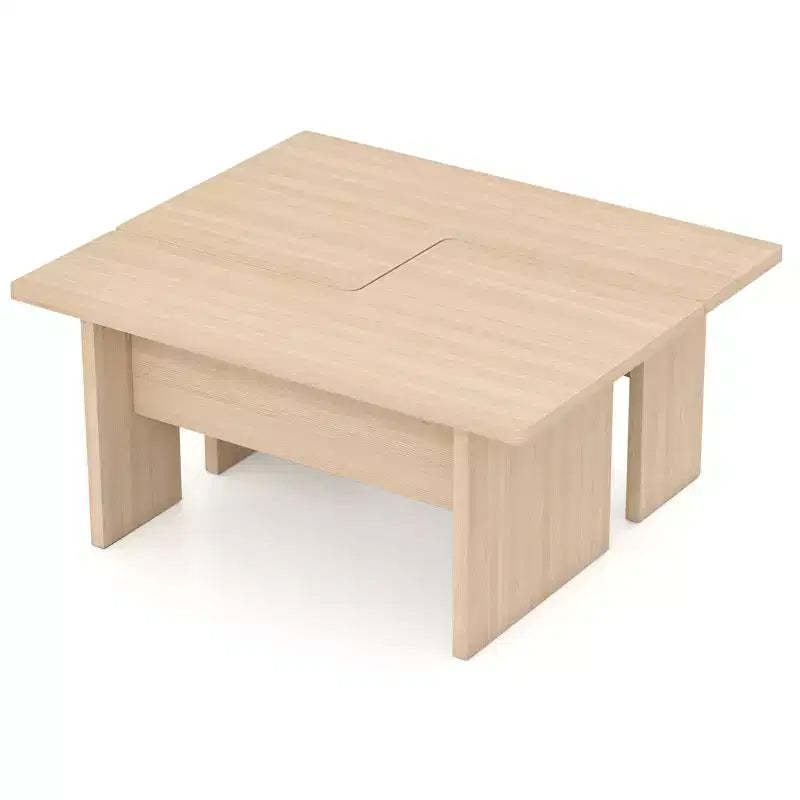Costway Modular Coffee Table Set of 2 L Shaped Center Tables for Home Office Apartment Natural