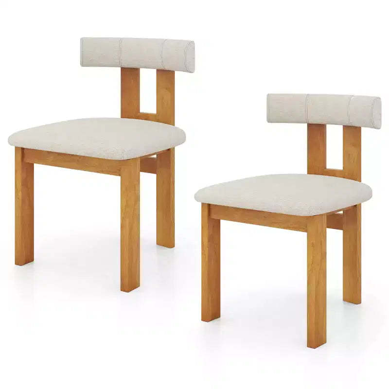 Costway Dining Chair Set of 2 Upholstered Kitchen Chair w/ Padded Seat & Curved Backrest