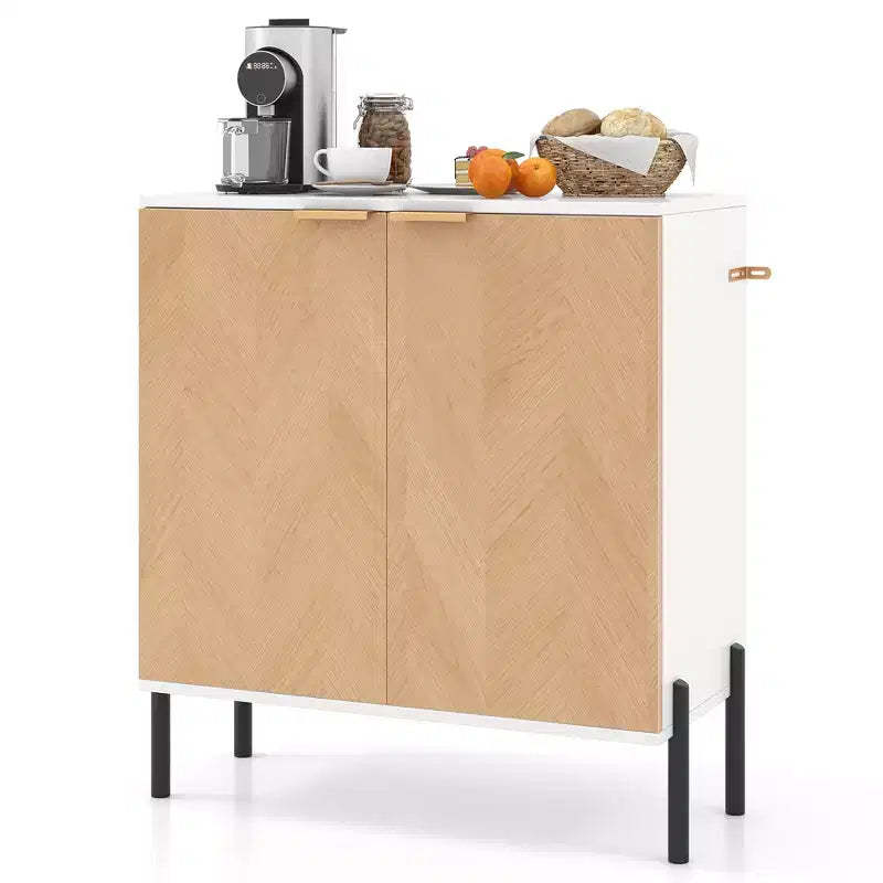 Costway 2-Door Buffet Cabinet Sideboard Cabinet w/ Shelf Metal Legs&Anti-Tipping Kits