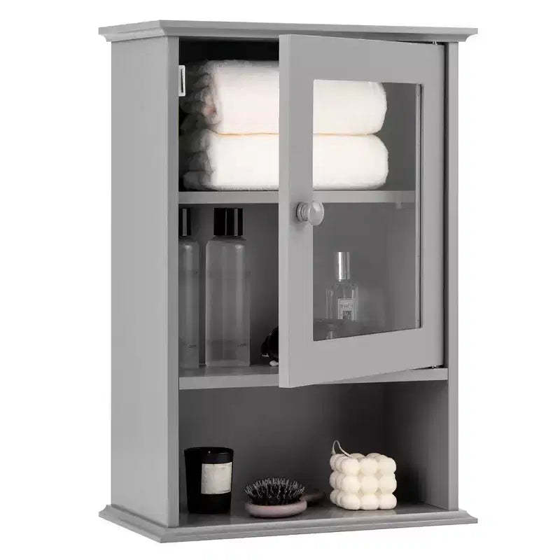 Costway Wall Mounted Bathroom Cabinet Storage Organize Hanging Medicine Adjustable Shelf