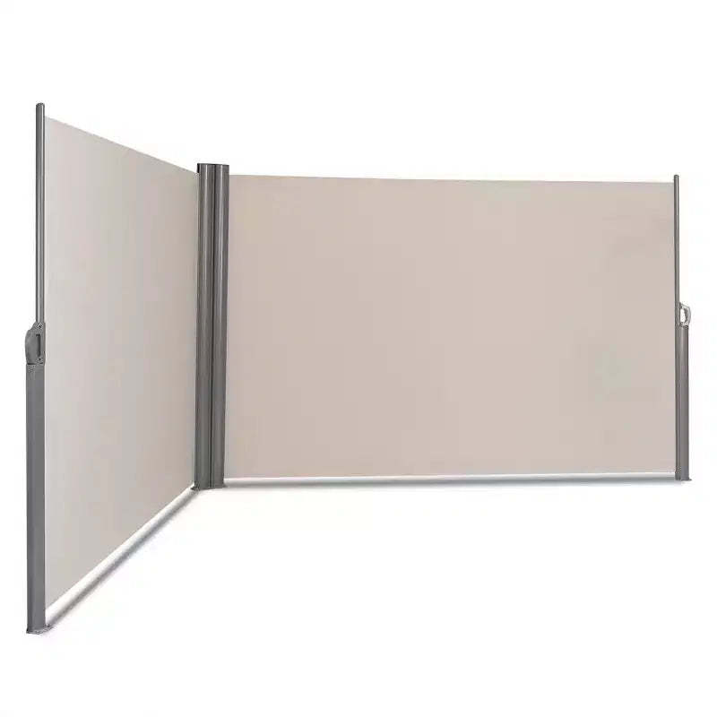 Costway 237 x 71 H Patio Retractable Double Folding Side Awning Screen Divider Beige
