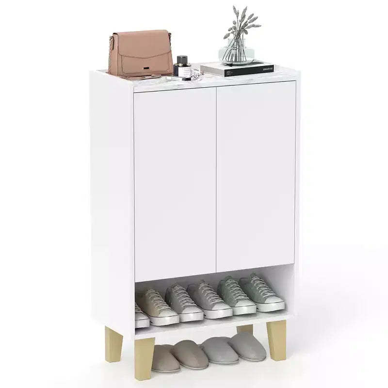 Costway Shoe Storage Cabinet Freestanding Shoe Organizer w/ Anti-tipping Kit Open Shelf