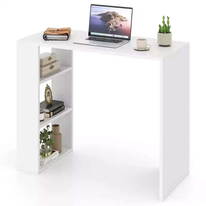 Costway 36 Compact Writing Desk w/ 3 Open Shelves Freestanding Anti-tipping Kit