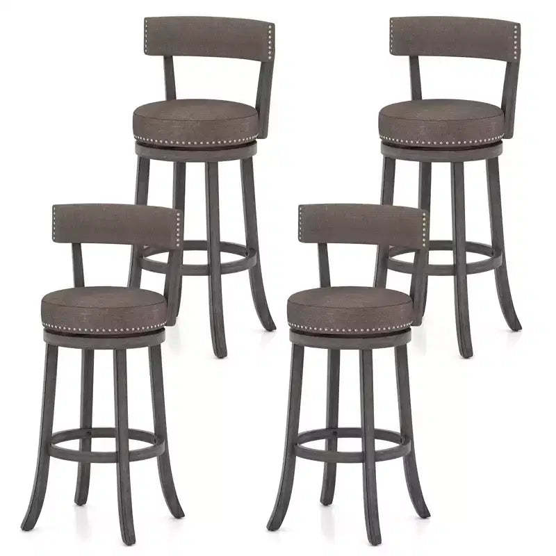 Costway 31 Bar Height Chairs Set of 4 w/ 360 Swivel Seat Back & Cushioned Seat