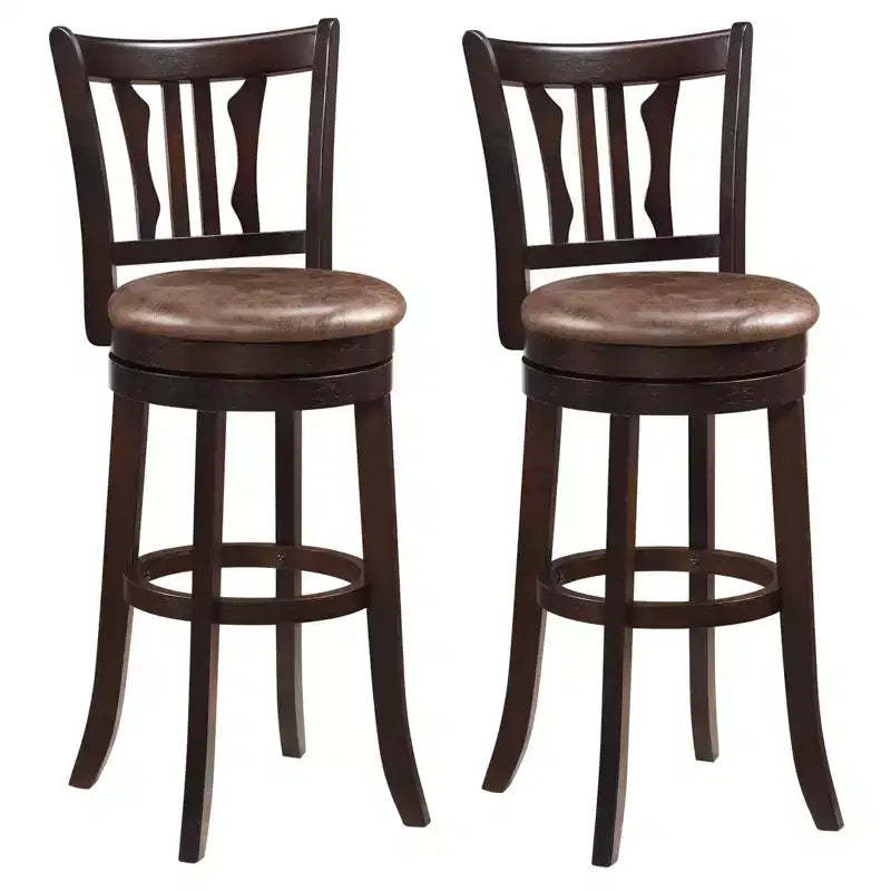Costway 30 Bar Height Swivel Bar Stools Set of 2 w/Back & Faux Leather Seat