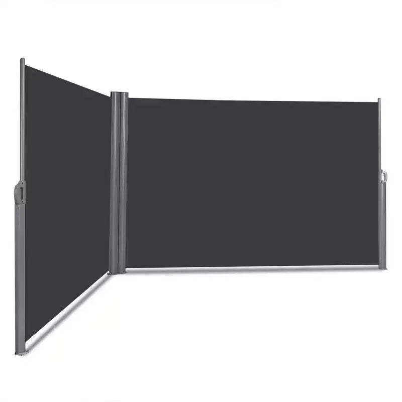 Costway 237x 63 H Patio Retractable Double Folding Side Awning Screen Divider