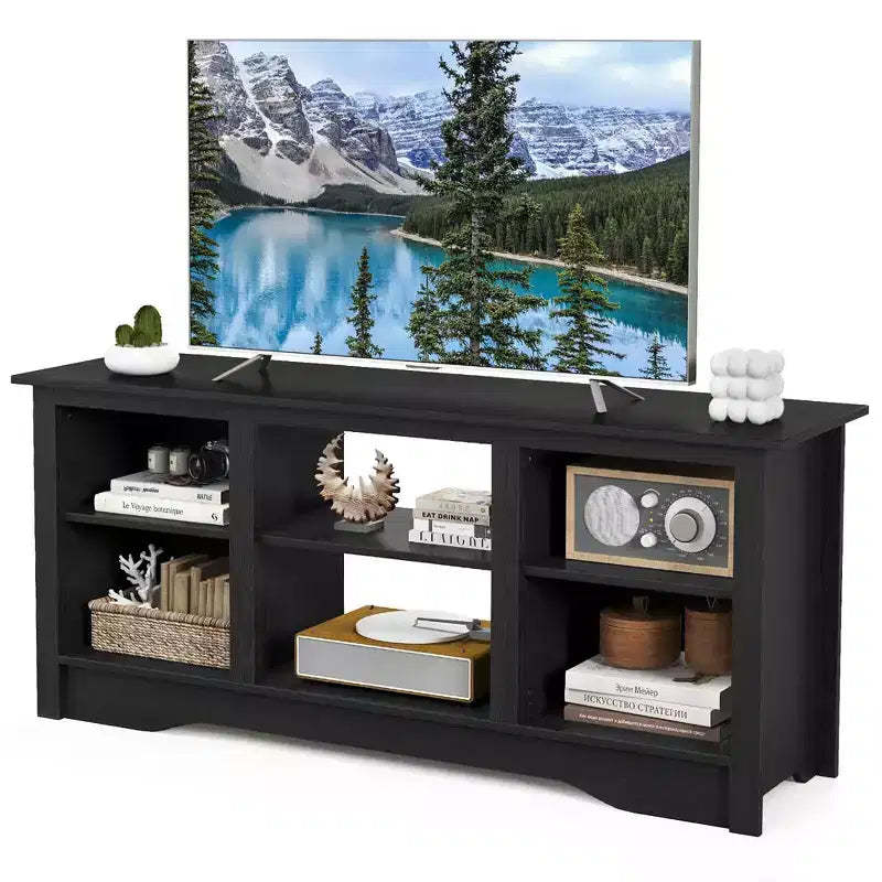 Costway 58 TV Stand Entertainment Center w/ 3-Adjustable Shelves for 65 TV Black