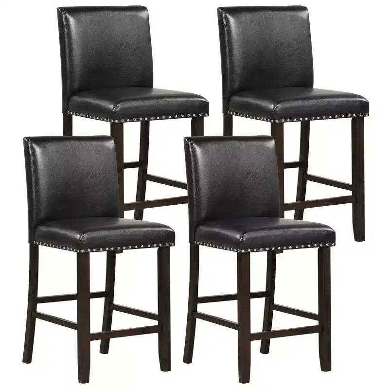 Costway Set of 4 Bar Stools PVC Leather Counter Height Chairs for Kitchen Island Black
