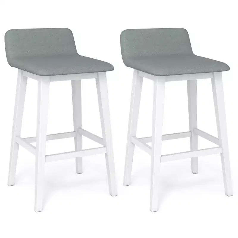 Costway 29 Upholstered Barstools w/ Low Back Footrest & Wood Legs for Kitchen Island