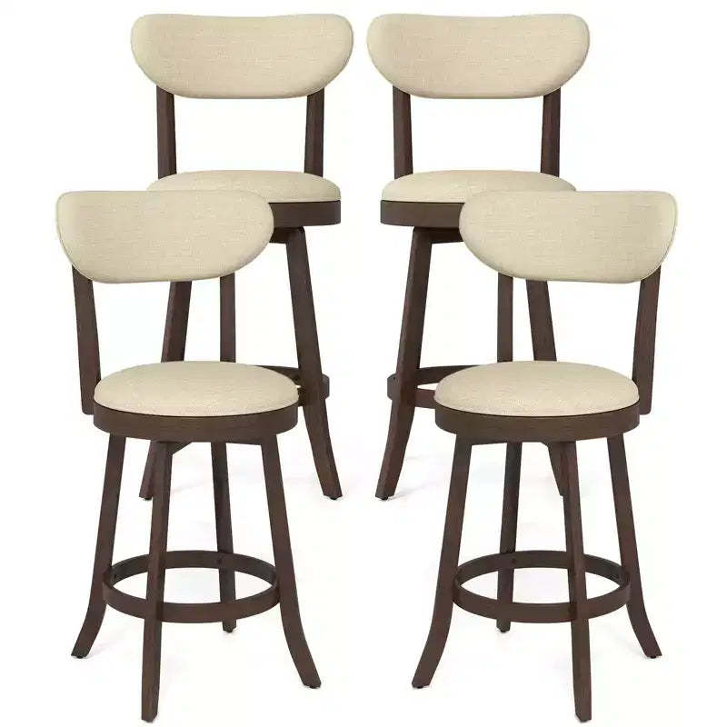 Costway 25.5 Counter Height Chairs Set of 4 w/ Padded Seat & Backrest Rubber Wood