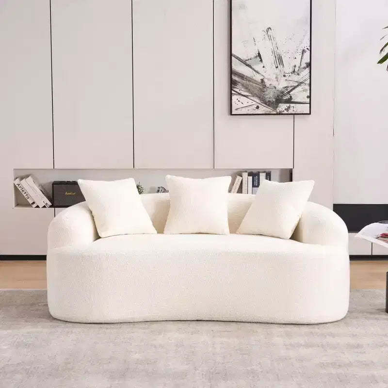 TUYOHW 65 Curved Loveseat Sofa,No-Assembly Chenille Sofa with 3 Pillows,2-Seater Couch for Living Room,Small Space