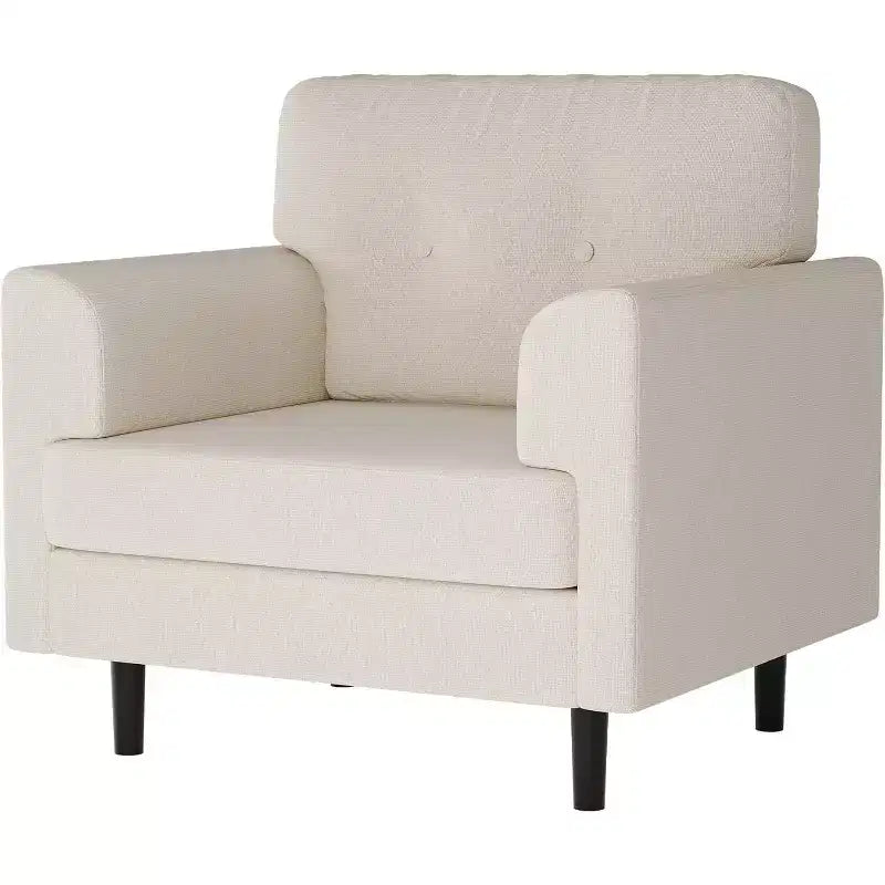 Garvee Wide Armrest Accent Chair, 38 Linen Upholstered Reading Chair with Fixed Wide Armrest, High-Density Foam Cushions ,Durable Single Sofa Chair