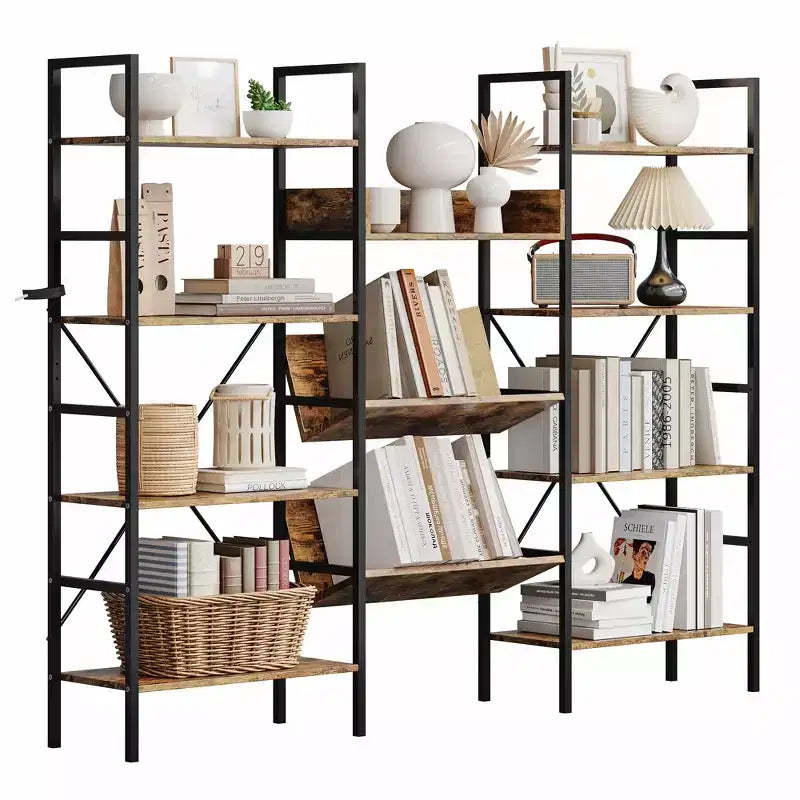 COZONY 3-Column Bookcase with Adjustable Shelves, Modern Storage Bookcase for Living Room Office Bedroom