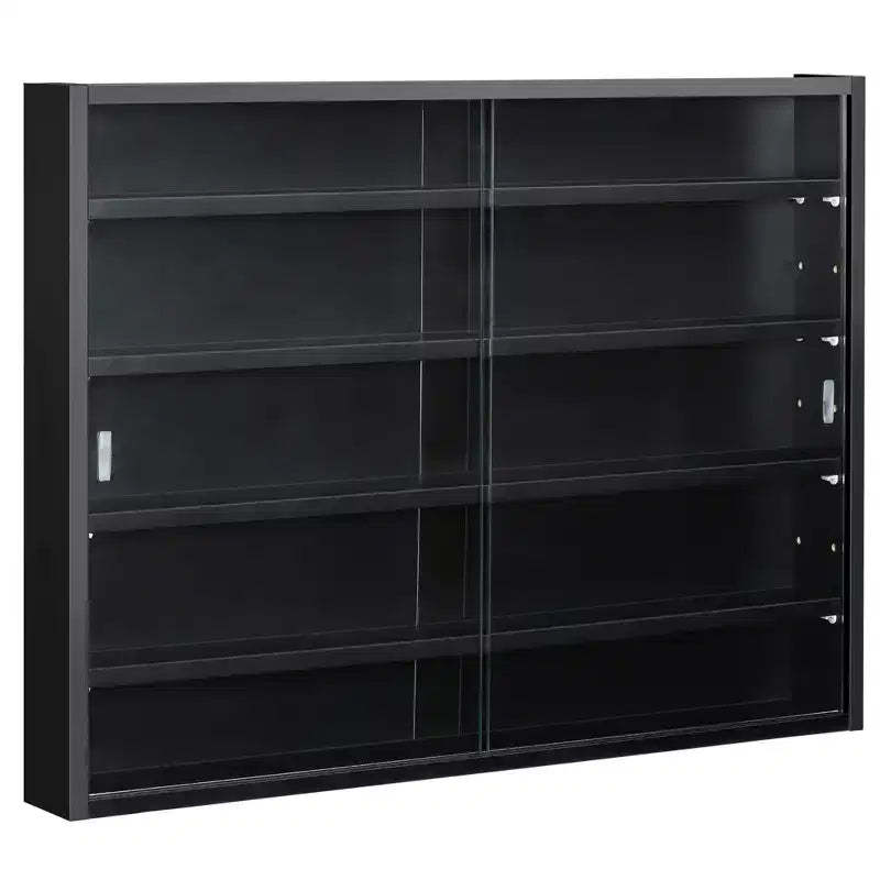 5-Tier Wall Shelf Display Cabinet with Glass Doors and 4 Adjustable Shelves