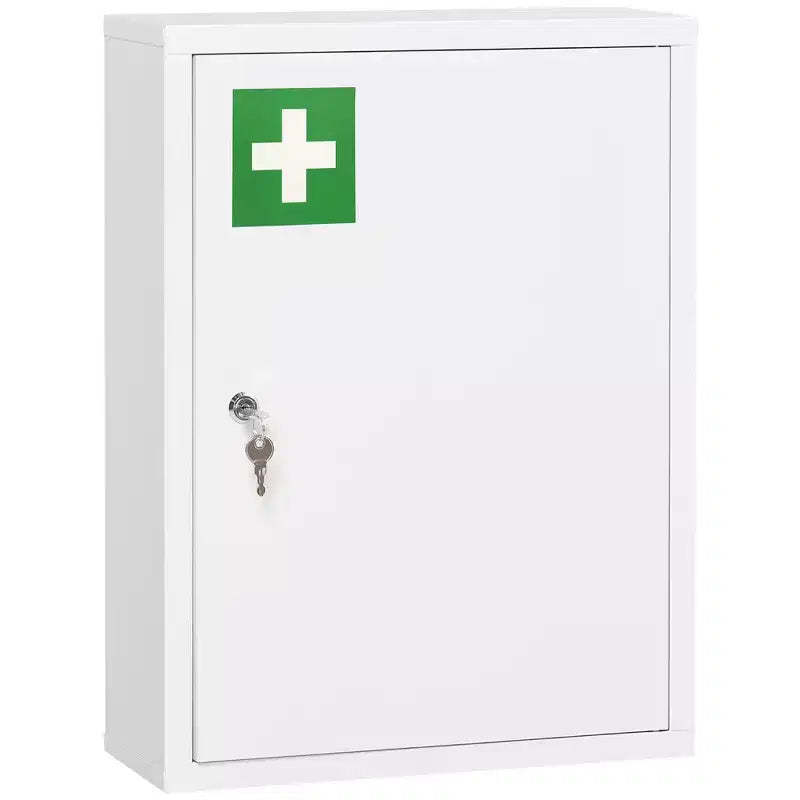 16 x 21 Lockable Medicine Cabinet, 3 Tier Steel Medical Wall Box with 2 Keys and Shelves for Bathroom