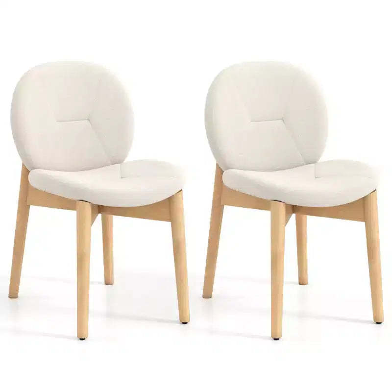 Costway 2PCS Wooden Dining Chairs Soft Boucle Upholstered Kitchen Chairs w/ Curved Seat