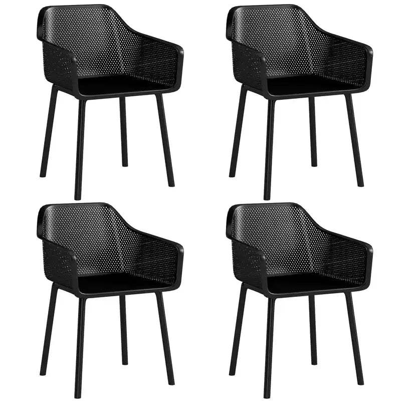 Costway 4 PCS Modern Plastic Dining Chairs Kitchen Armchairs w/ Breathable Mesh Backrest