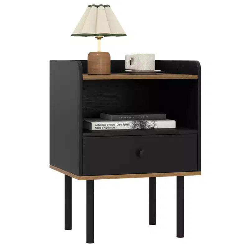Costway 3-Tier Sofa Side Table w/ Open Storage Shelf Metal Legs for Living Room Bedroom