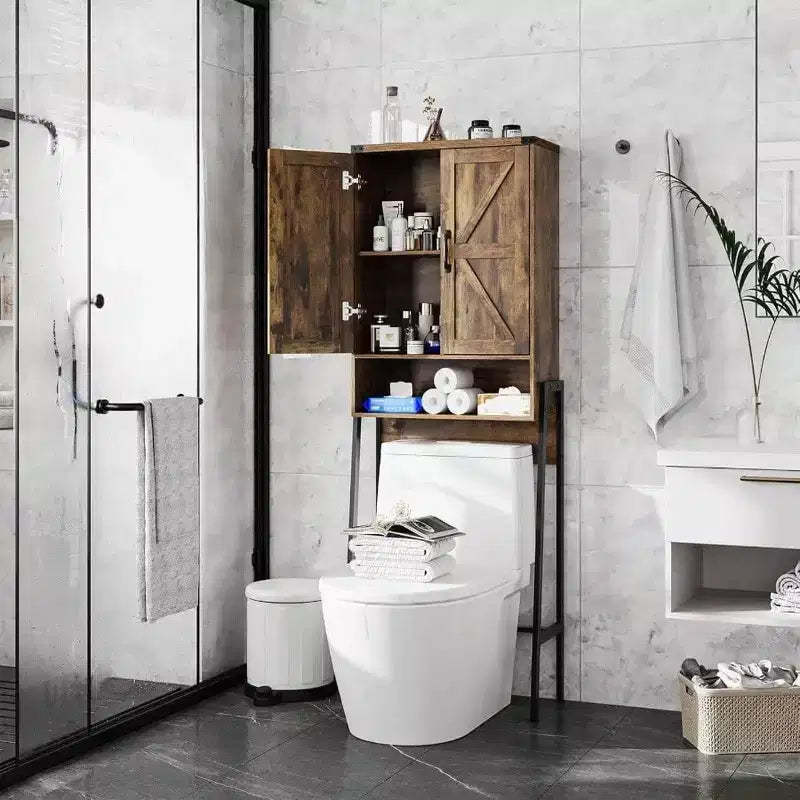 Over Toilet Storage Cabinet with 2 - Door Design Bathroom Organizers and Storage with Anti - Tip Device Over Toilet Organizer