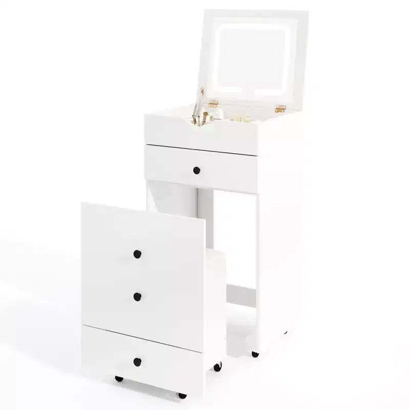 Costway Vanity Table Set Adjustable Flip-up LED Mirror Large Storage Movable Casters