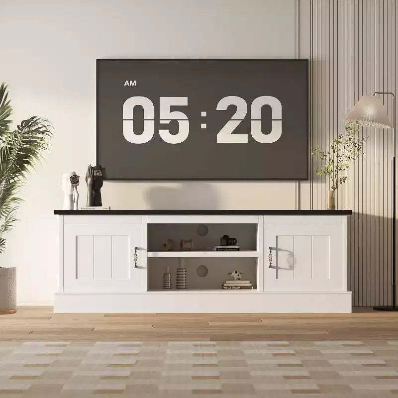 Modern Minimalist TV Stand,TVs Up to 65 Inches,Entertainment Center Console Table with Storage Cabinets and Shelves for Living Room