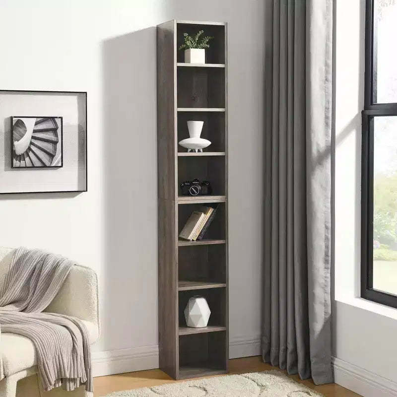 MAYEERTY 8-Tier Media Tower, CD DVD Storage Adjustable Shelves, Home Office, Multi-Use