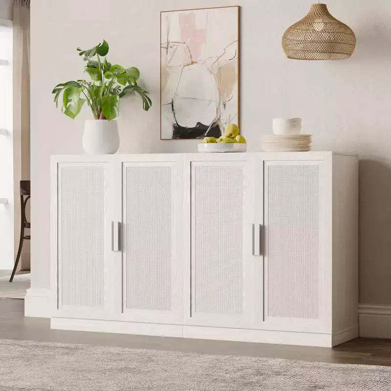 Dovelina Adjustable Hinges Cable Management! Black Sideboard Solves Storage Pain Points
