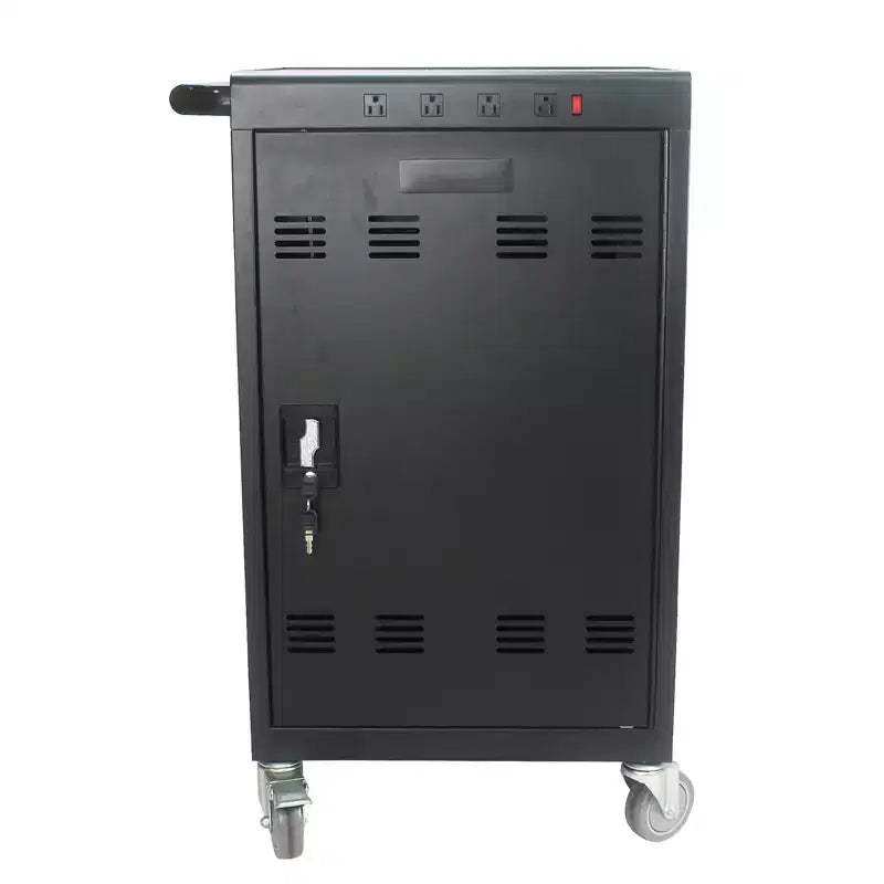 35 Device Mobile Charging Cart Station with Lock Key 2 Locking Caster Steel Construction Laptop and Tablet Storage Cart