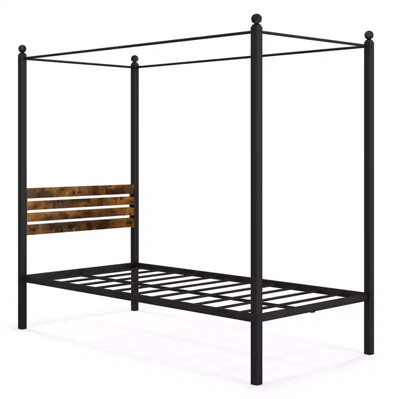 Costway Twin/Full/Queen Size 4-Post Canopy Bed Frame Rustproof Metal Noise-free with Foot Pads