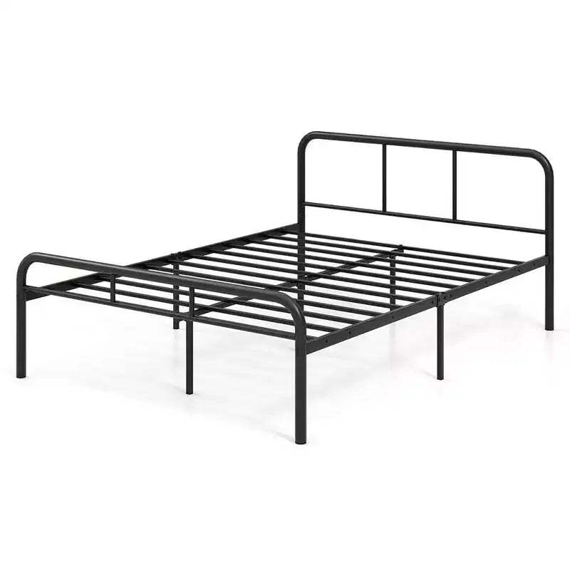 Costway Full Size Bed Frame Metal Platform Bed Base w/ Headboard & Footboard Black