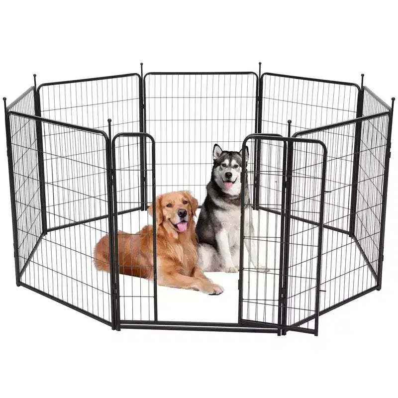 Dog Playpen, Pet Playpen - Heavy Duty Metal Indoor/Outdoor Pet Exercise Pen Wide Door Low Threshold Portable for RV Camping Garden