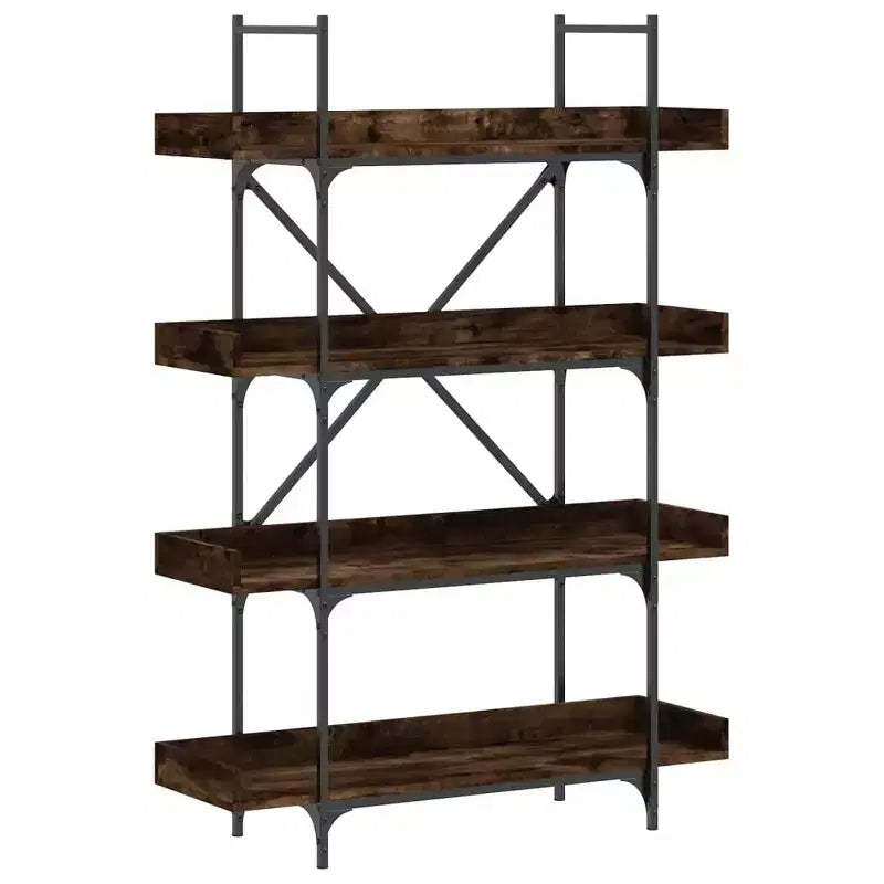 vidaXL Bookcase Brown oak Engineered wood and metal 39.4 x 13.0 x 42.7 in