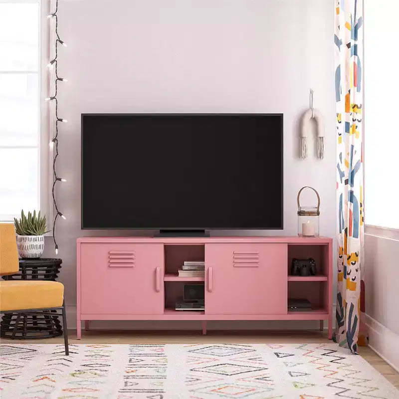 GDFStudio Ryn Traditional TV Stand with 2 Slide Doors